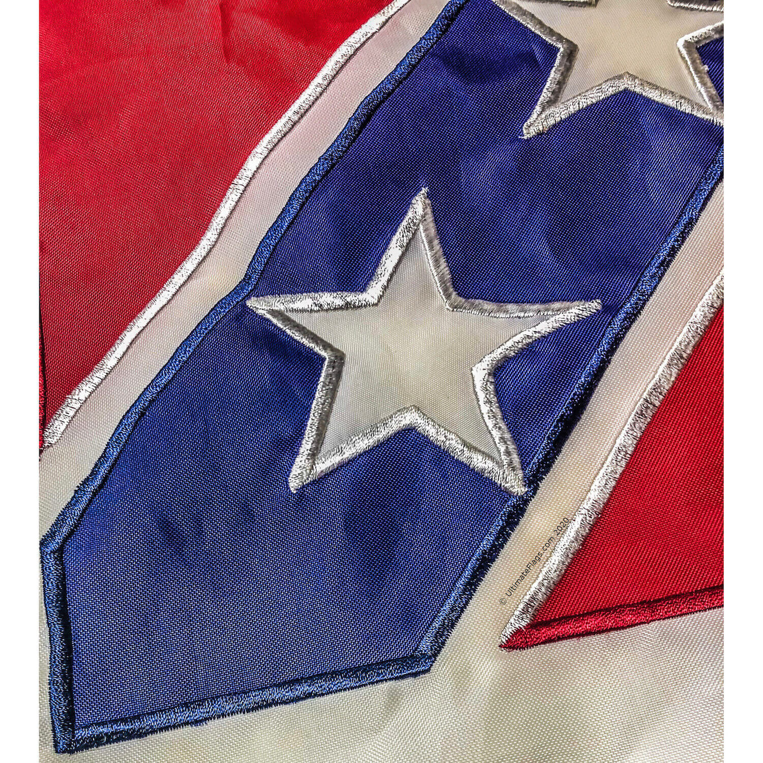 2nd national flag stars embroidered edges sewn on stars