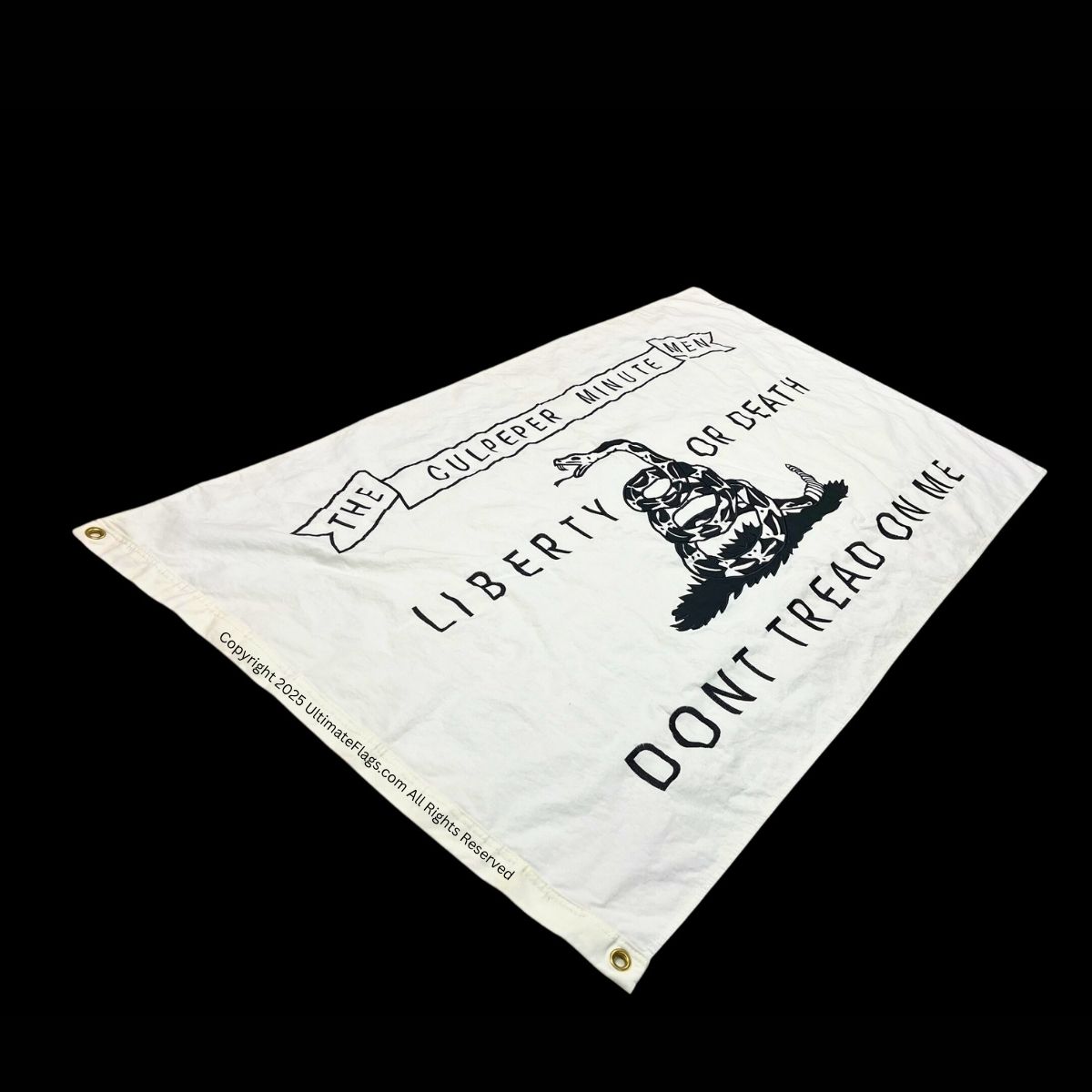 culpeper minutemen flag – 3x5 ft white cotton dont tread on me flags sewn & embroidered revolutionary war replica