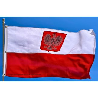 old poland flag with eagle double nylon embroidered 3 x 5 ft.