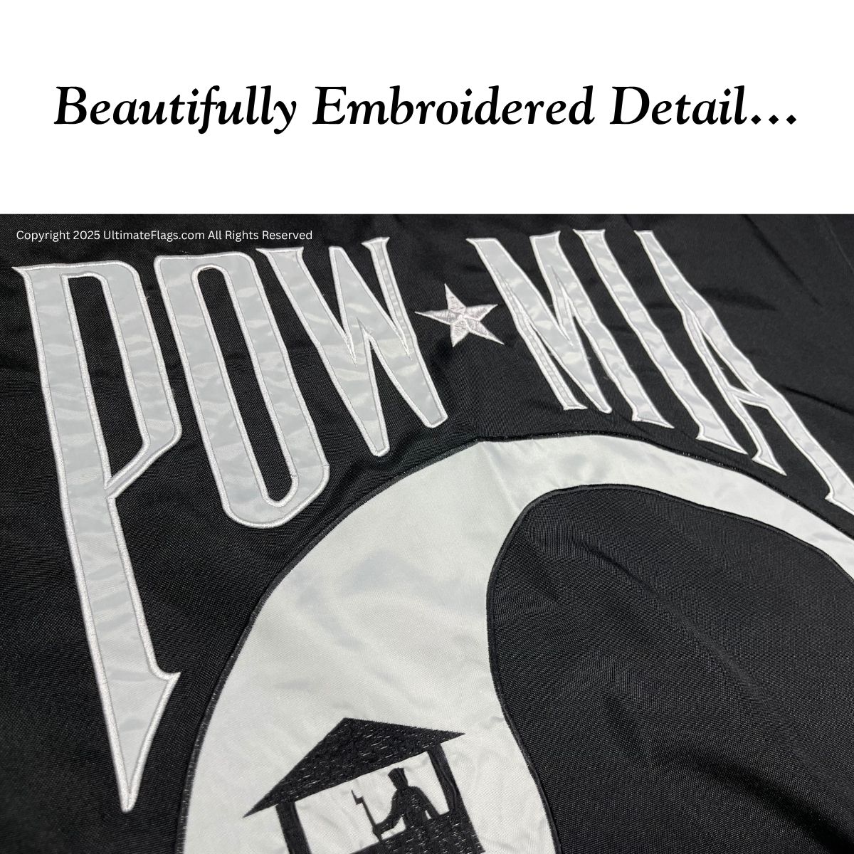 pow mia flag prisoner of war missing in action flags outdoor sewn commercial heavy duty double nylon embroidered 3 x 5 ft.
