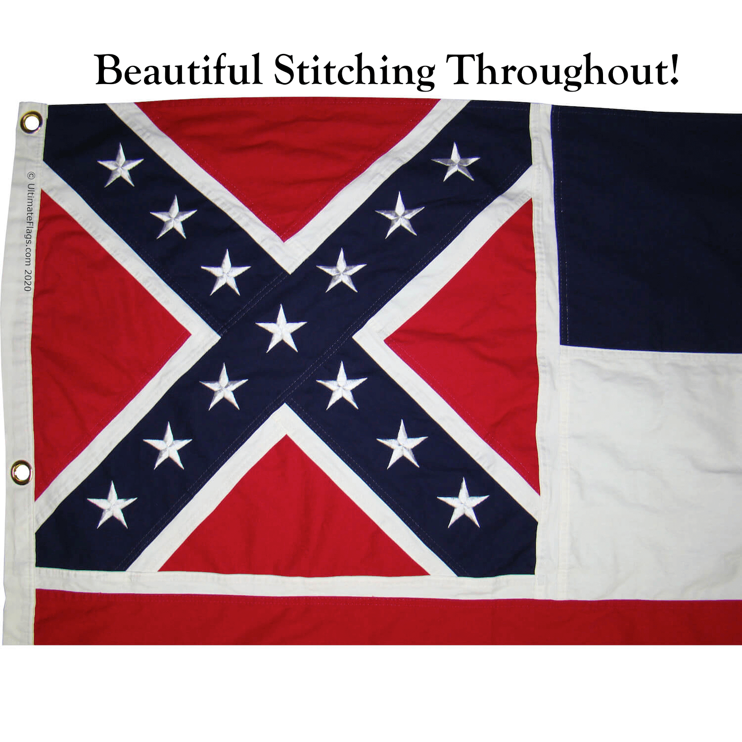 beautiful stitching of ole miss flag