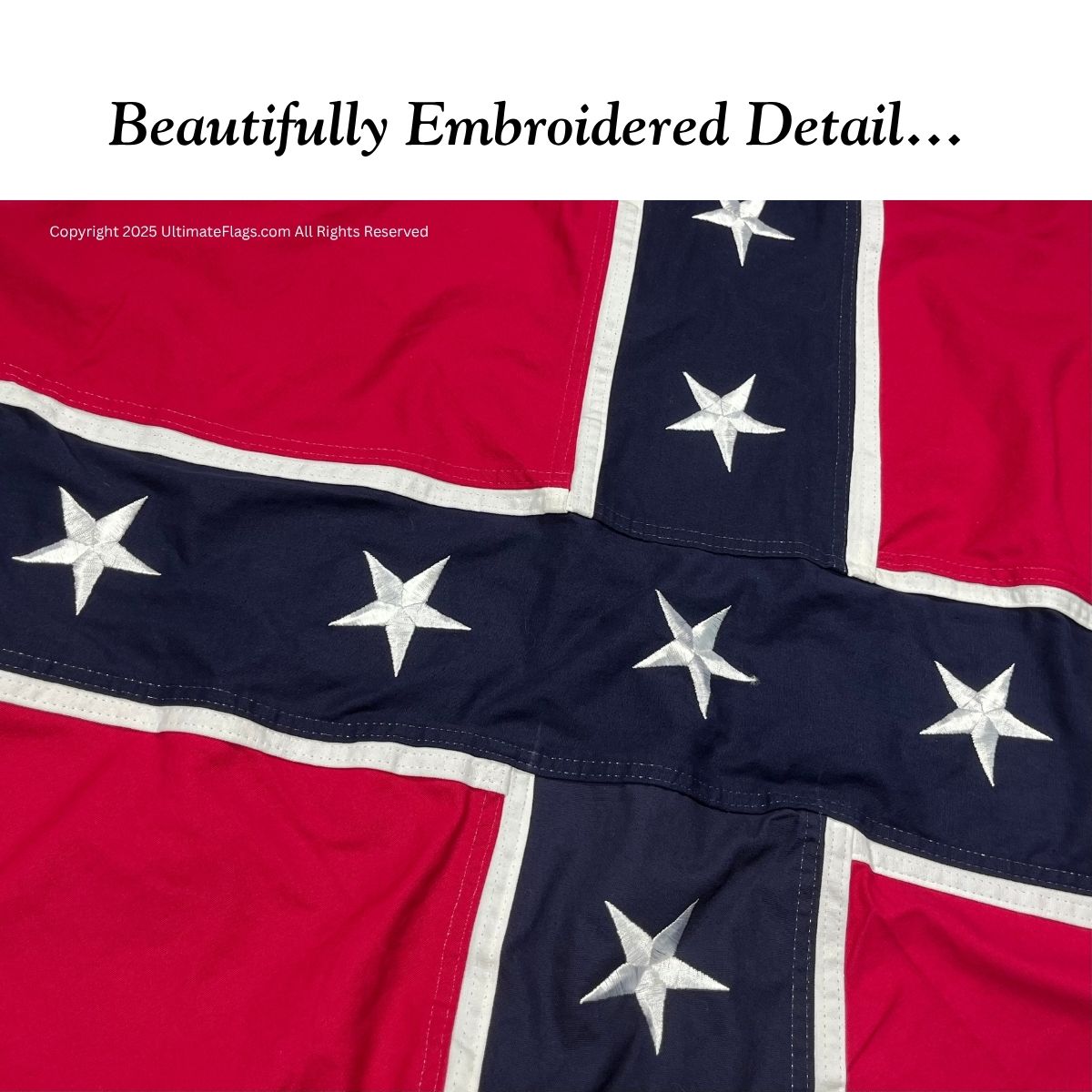 confederate artillery battle flag – 38x38 inch square cotton with gold fringe & sleeve / polehem – civil war replica