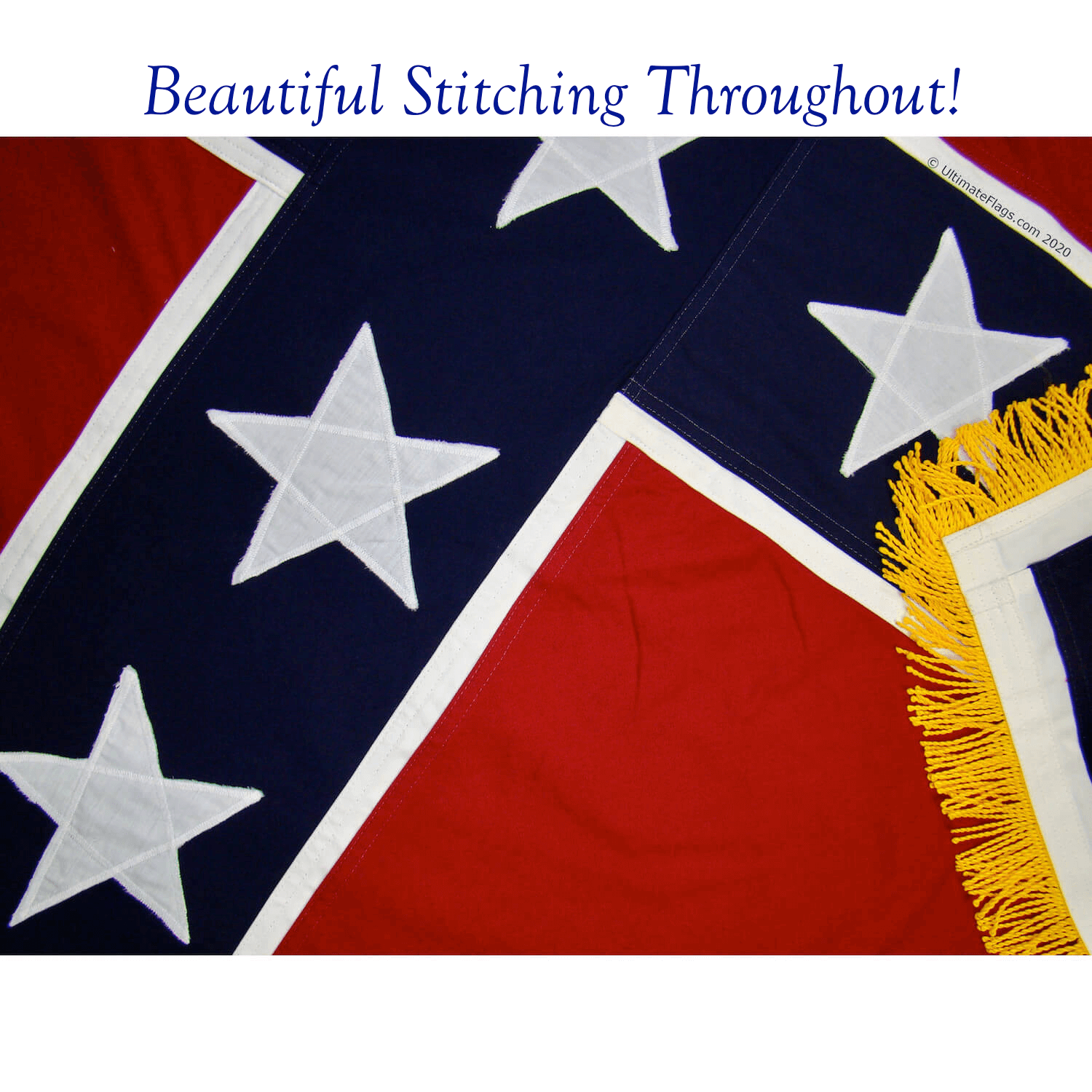 beautiful stitching throughout flag