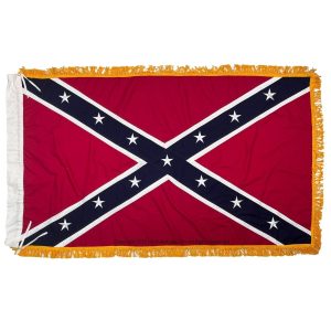 rebel flag cotton with fringe flags 3 x 5 ft. with pole sleeve / ties