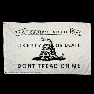 culpeper minutemen flag – 3x5 ft white cotton dont tread on me flags sewn & embroidered revolutionary war replica