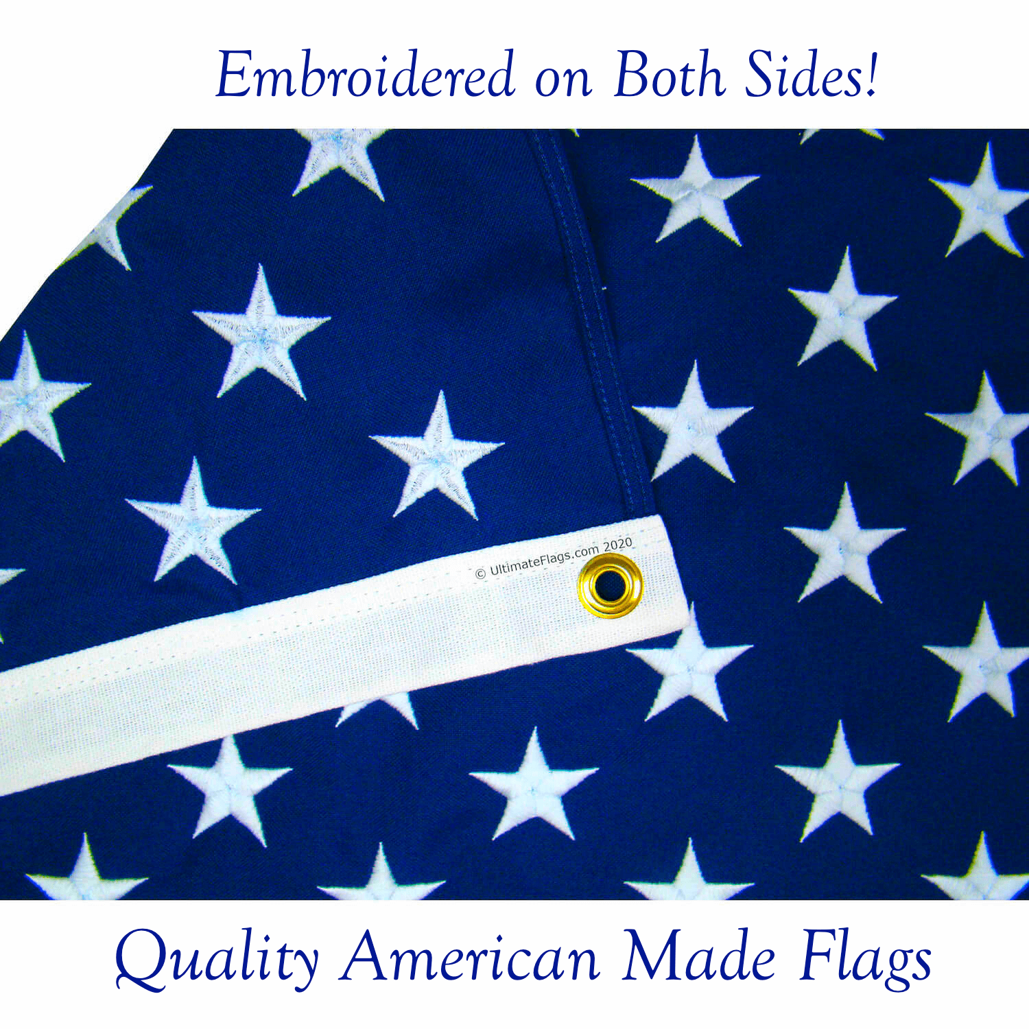 beautifully embroidered on both sides American Made USA flags