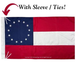 first national confederate 13 stars and bars flag double nylon embroidered 3 x 5 ft. with pole sleeve