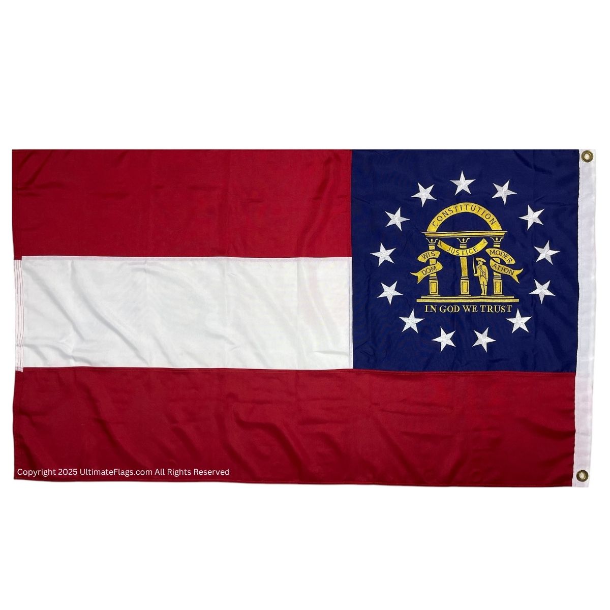 georgia flag ga flags state of georgia flag outdoor commercial double nylon sewn embroidered 3 x 5 ft.