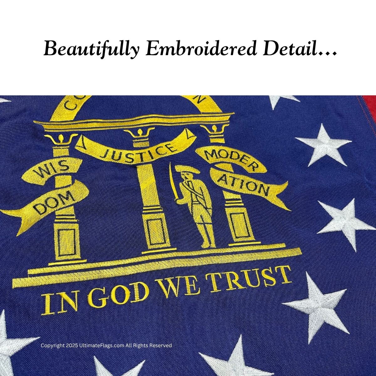 georgia flag ga flags state of georgia flag outdoor commercial double nylon sewn embroidered 3 x 5 ft.