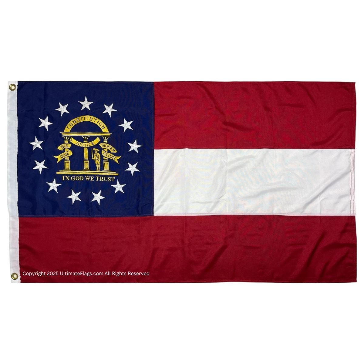 georgia flag ga flags state of georgia flag outdoor commercial double nylon sewn embroidered 3 x 5 ft.