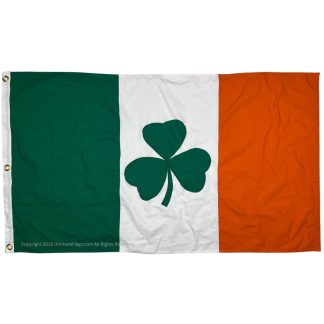 ireland flag with shamrock (sewn cotton flags) 3 x 5 ft.