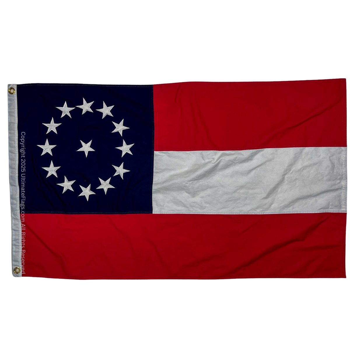 first national confederate flag cotton 13 star 1 in middle 3 x 5 ft.