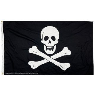 jolly roger flag pirate no patch cotton 3 x 5 ft.
