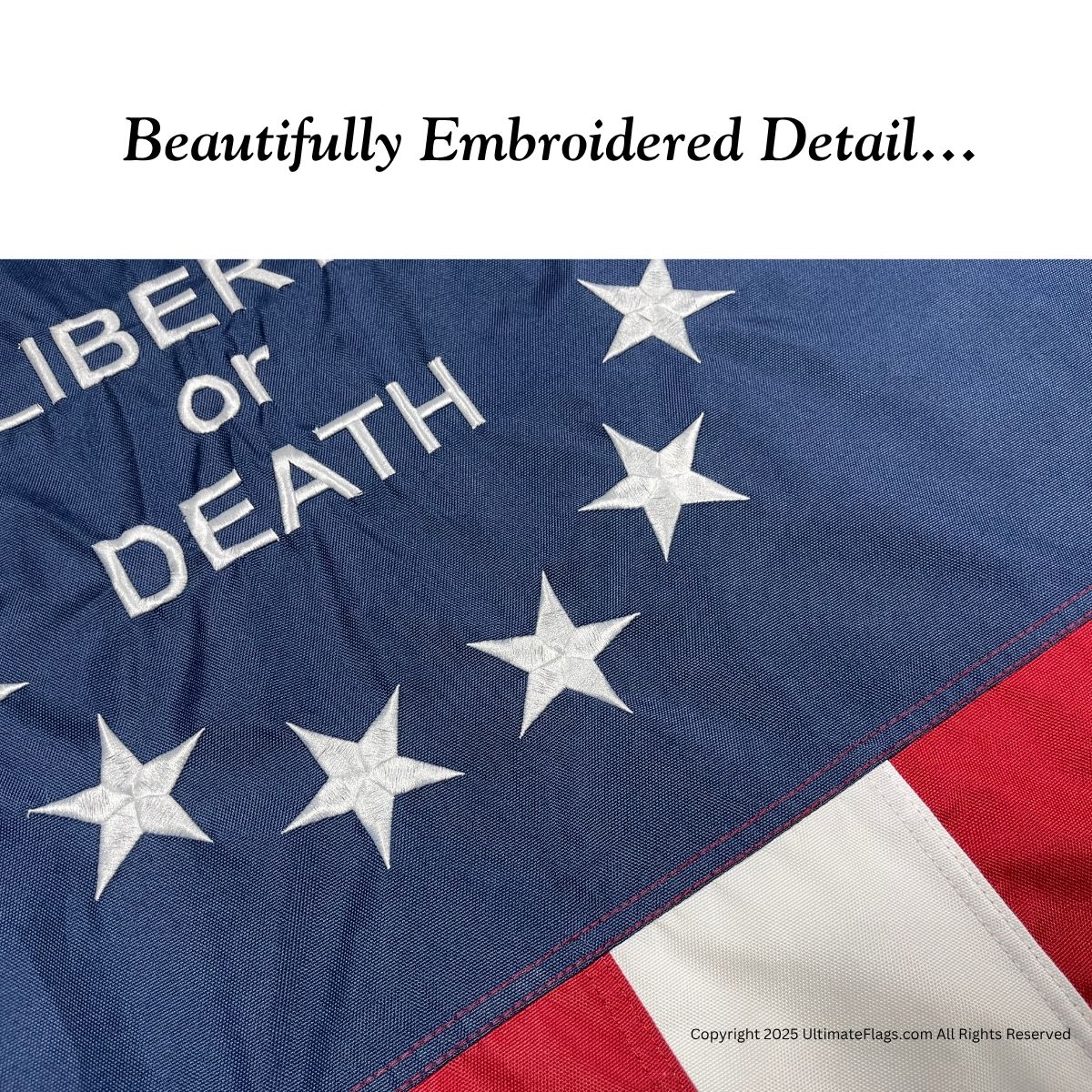 liberty or death flag – 3x5 ft sewn double nylon embroidered outdoor banner