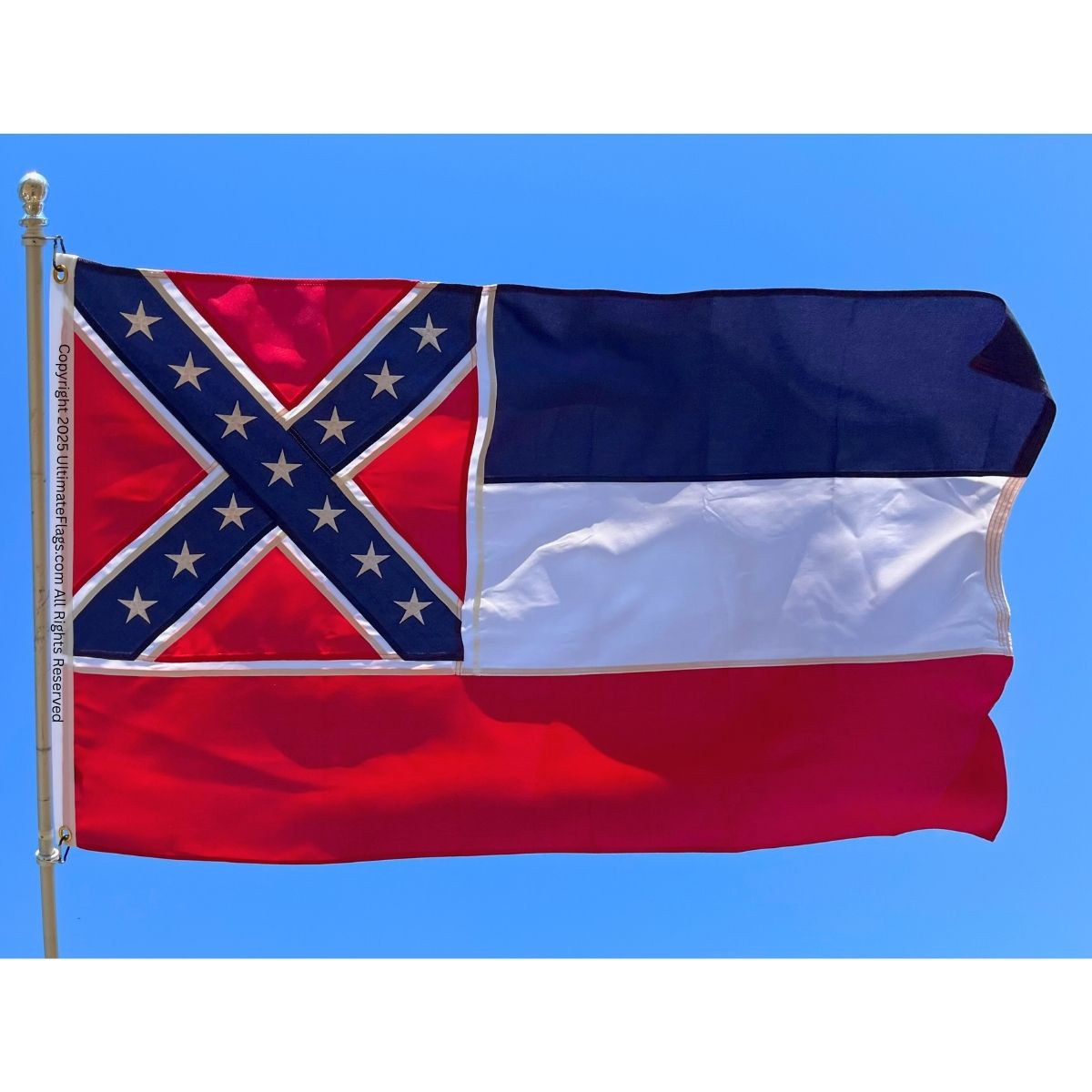 mississippi state flag double nylon embroidered 2x3 3x5 4x6 5x8 6x10 ft.