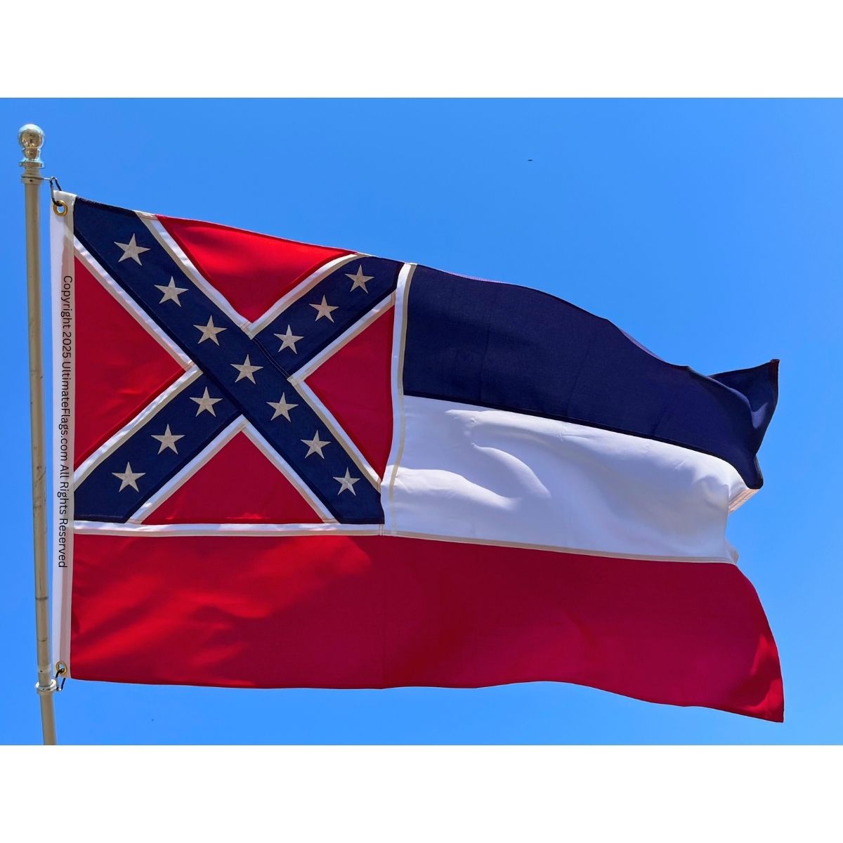 mississippi state flag double nylon embroidered 2x3 3x5 4x6 5x8 6x10 ft.