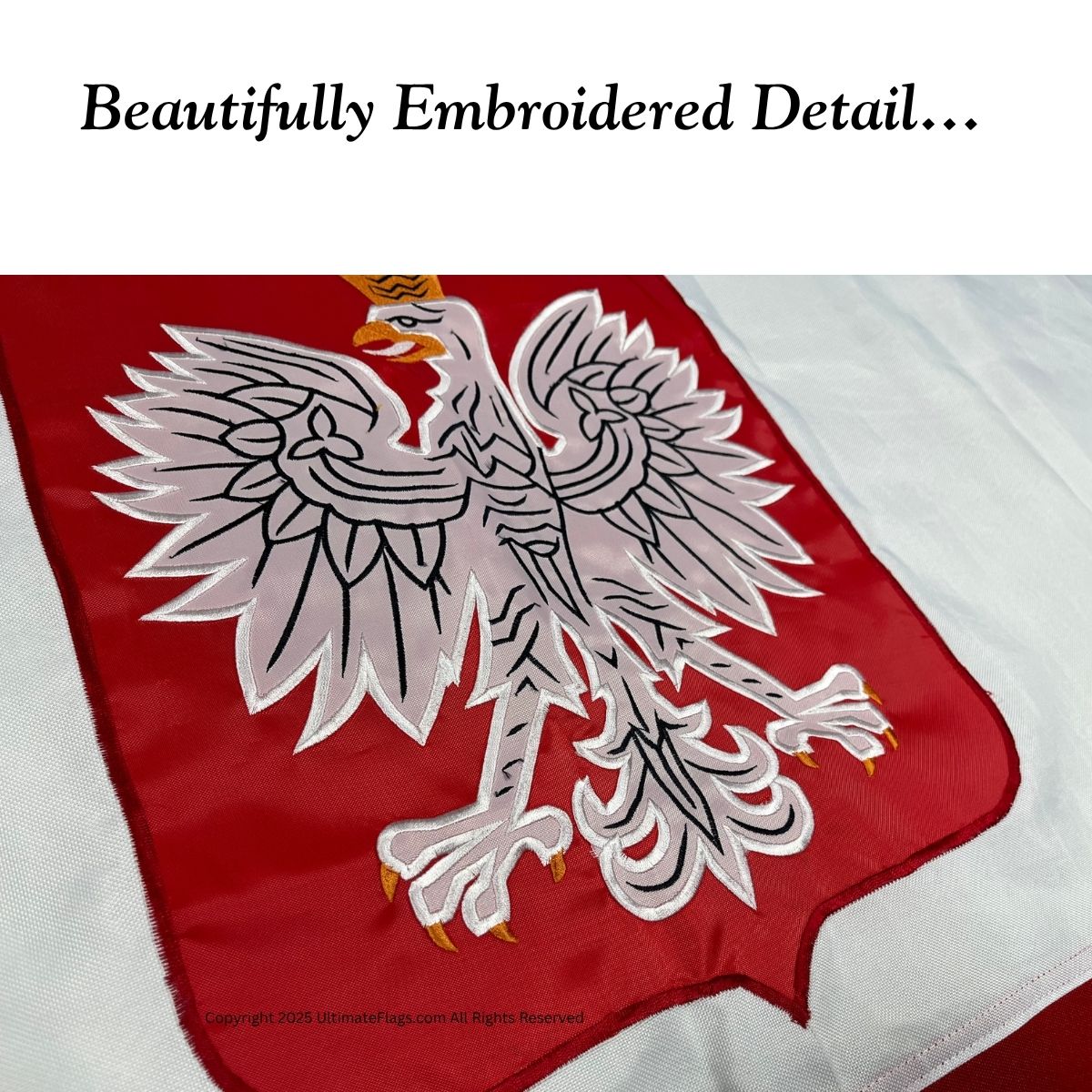 old poland flag with eagle double nylon embroidered 3 x 5 ft.