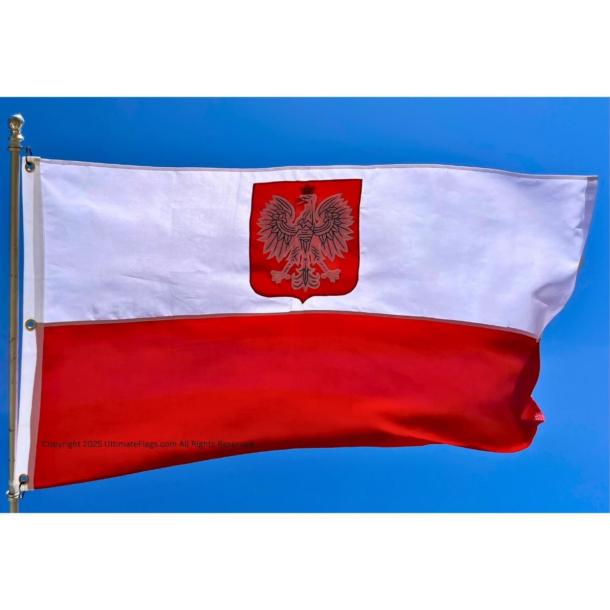 old poland flag with eagle double nylon embroidered 3 x 5 ft.