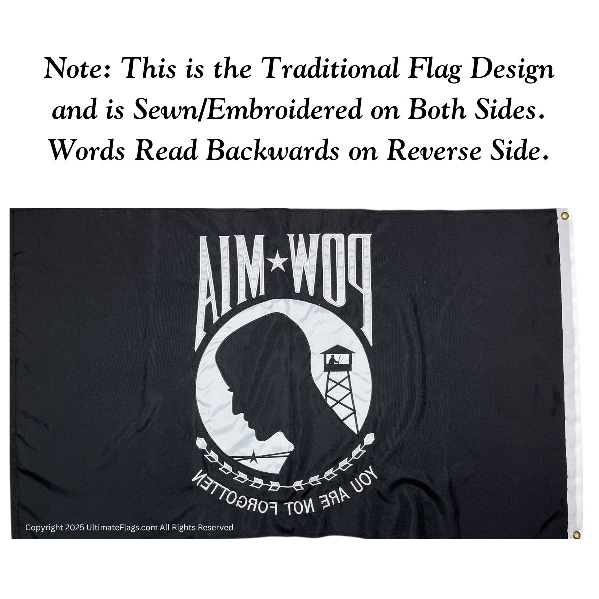 pow mia flag prisoner of war missing in action flags outdoor sewn commercial heavy duty double nylon embroidered 3 x 5 ft.
