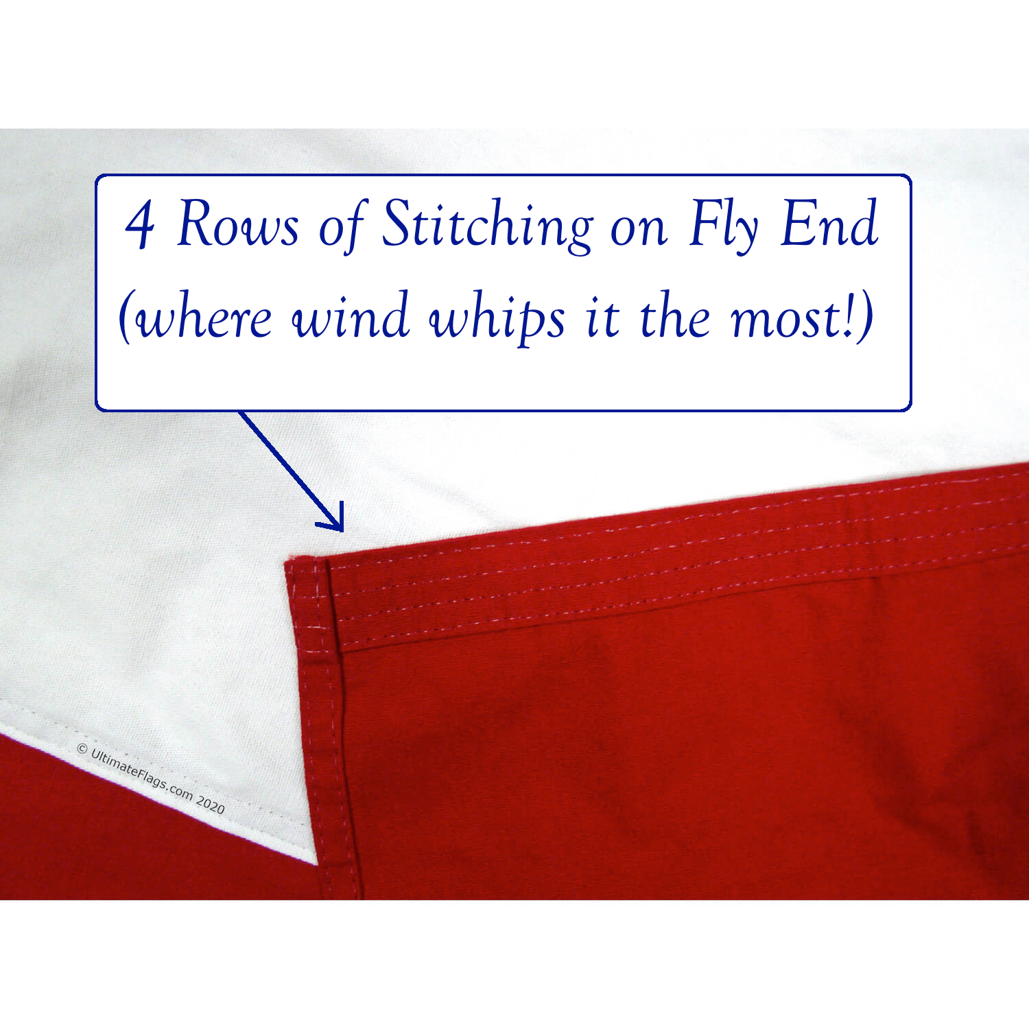 4 Rows of Stitching on Fly End of Flag