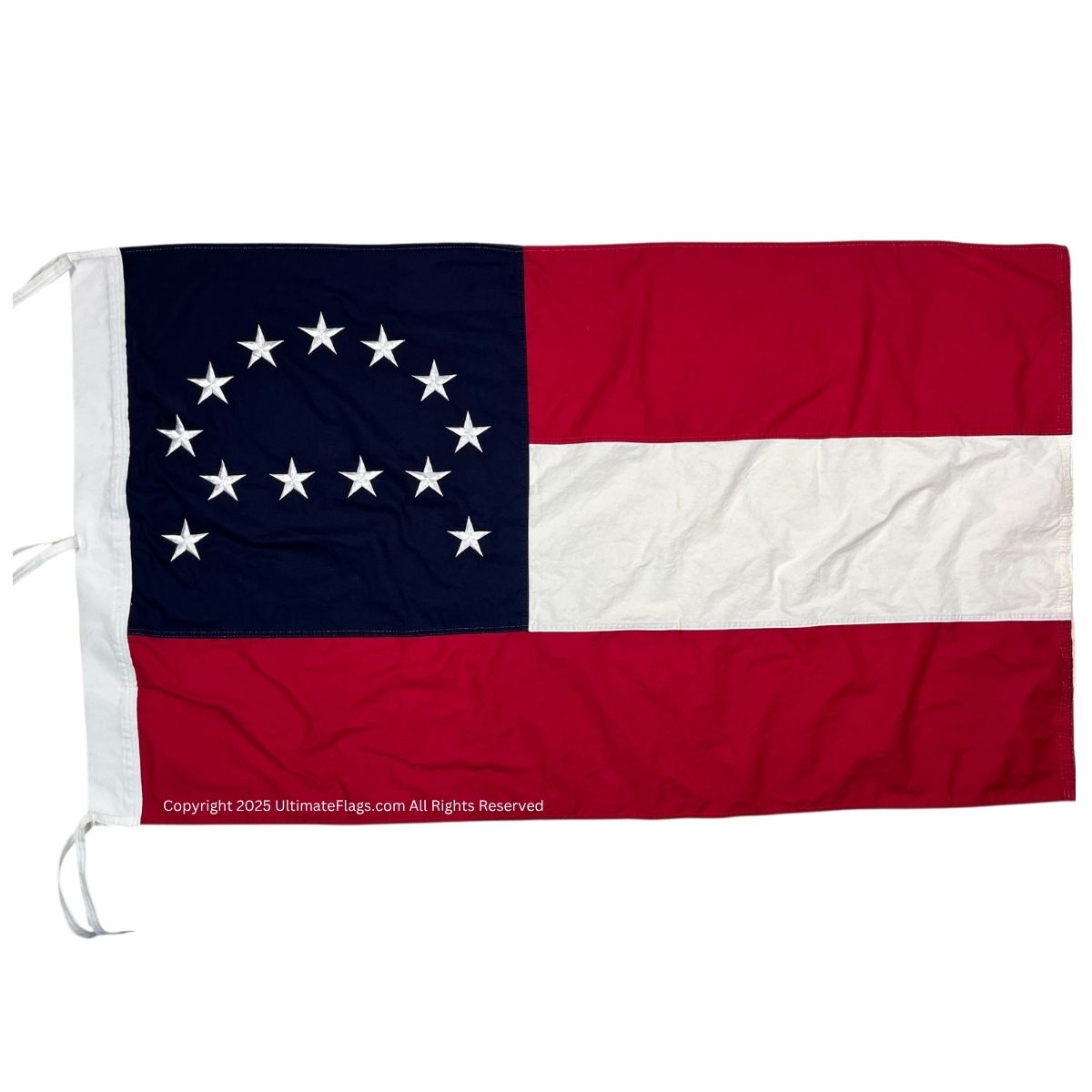 robert e lee cotton flag with sleeve and ties 3 x 5 ft.