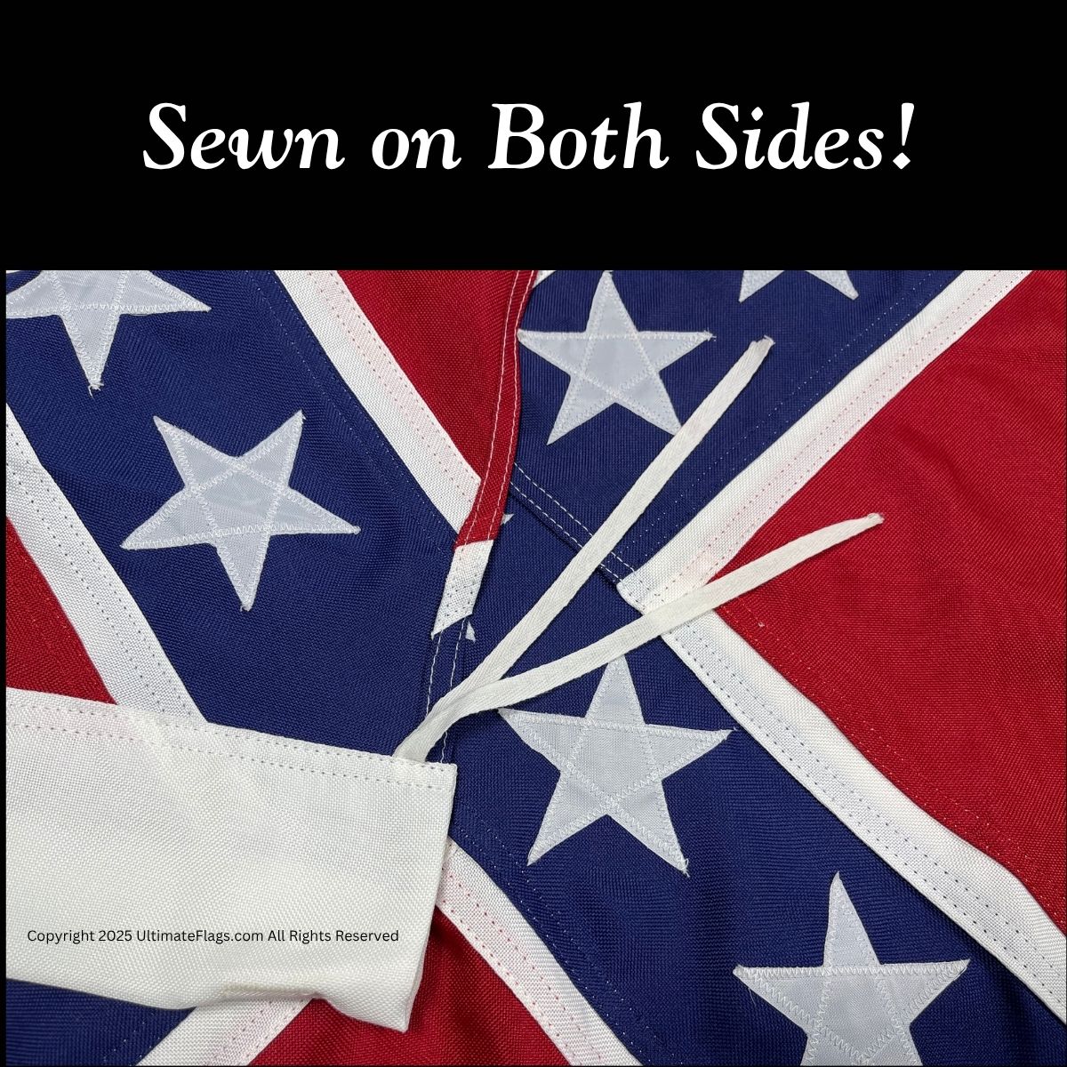 confederate 2nd national flag 3 x 6 ft. with pole hem / sleeve and ties sewn premium cotton embroidered (re enactors quality)