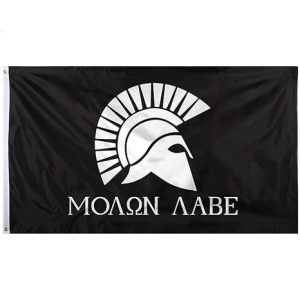 molon labe spartan flag 3 x 5 black & white (standard)