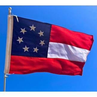 1st national confederate flag 7 stars and bars double nylon embroidered 3 x 5 ft. with sleeves/ties