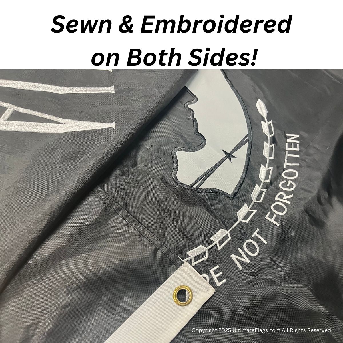 pow mia flag outdoor commercial sewn double sided, double nylon embroidered 3 x 5 ft.