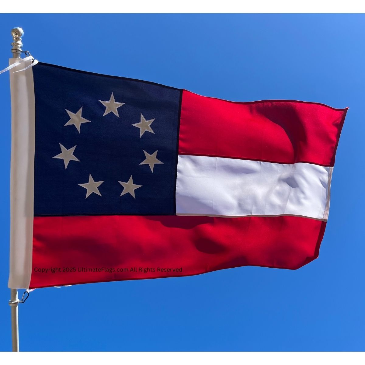 1st national confederate flag 7 stars and bars double nylon embroidered 3 x 5 ft. with sleeves/ties