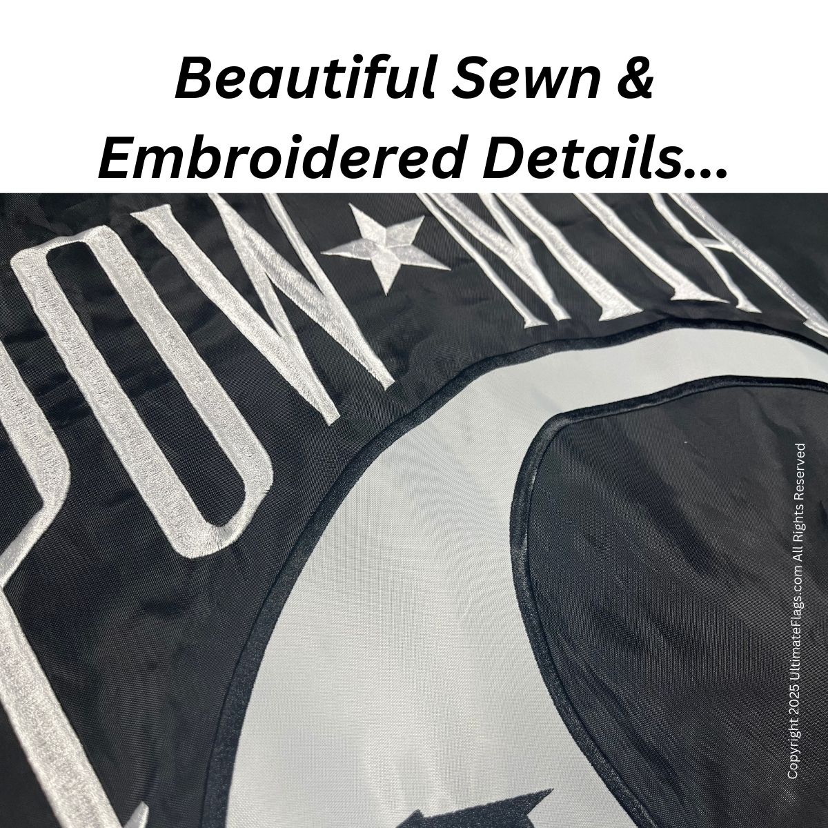 pow mia flag outdoor commercial sewn double sided, double nylon embroidered 3 x 5 ft.