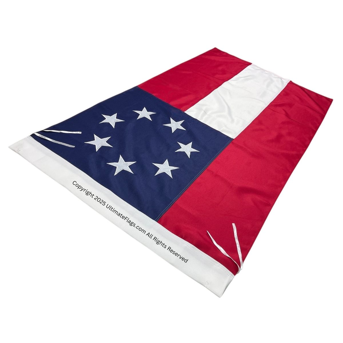 1st national confederate flag 7 stars and bars double nylon embroidered 3 x 5 ft. with sleeves/ties
