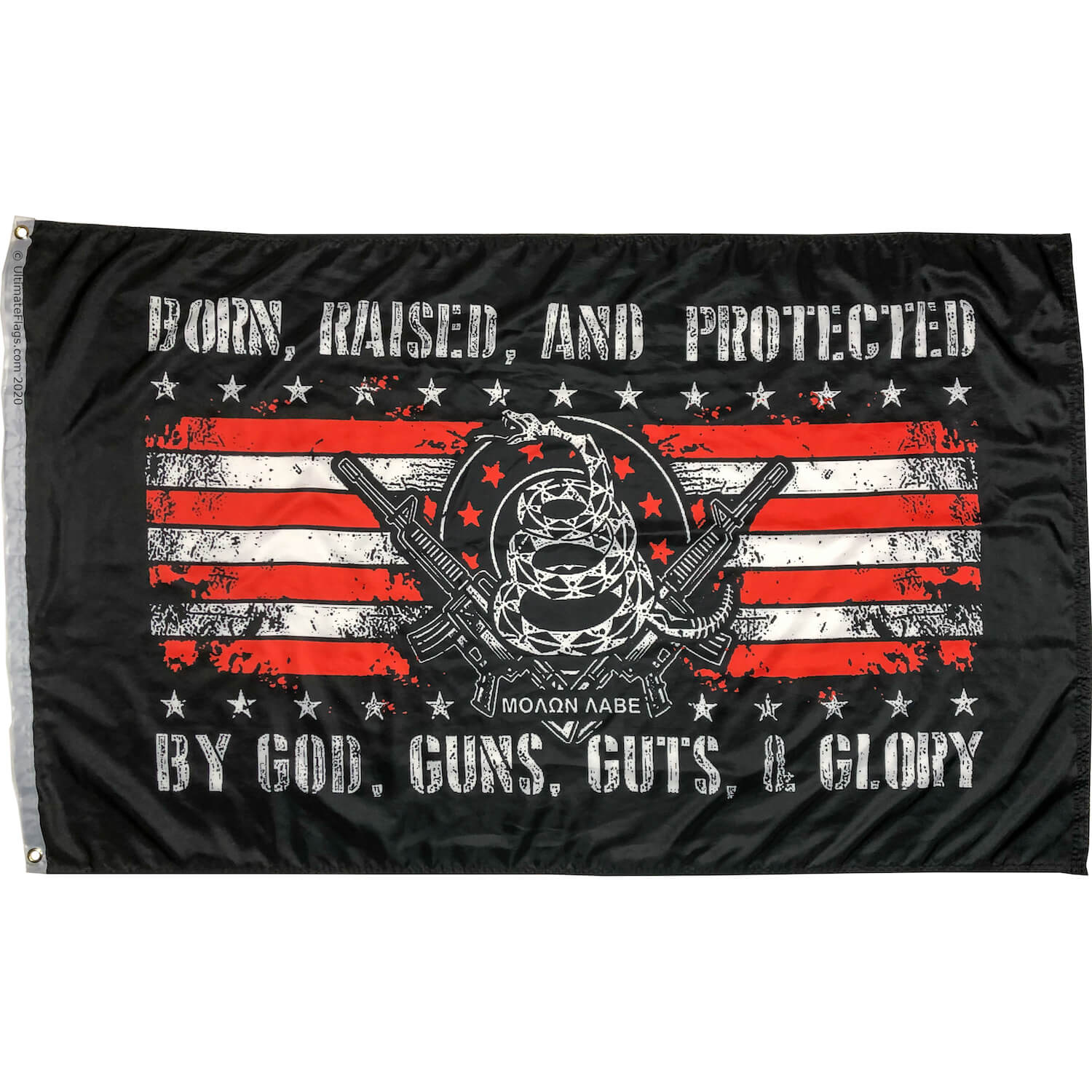 Born, Raised, and Protected by God, Guns, Guts & Glory Flag- American 2A Flags-3x5 ft (Double Sided) - Image 2