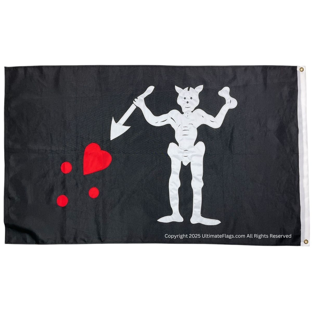 blackbeard's flag pirate blackbeard, edward teach 3x5ft. outdoor double nylon embroidered