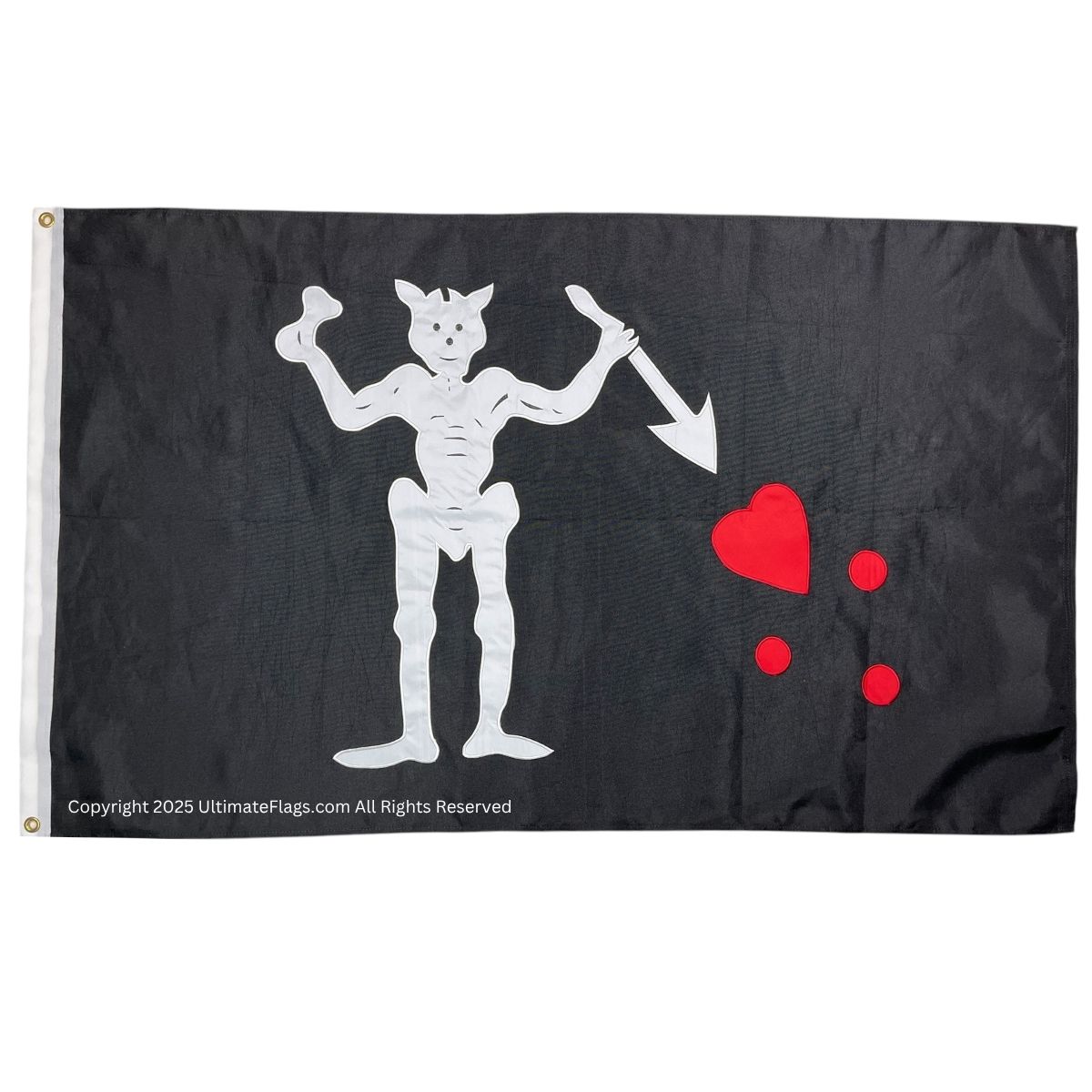 blackbeard's flag pirate blackbeard, edward teach 3x5ft. outdoor double nylon embroidered