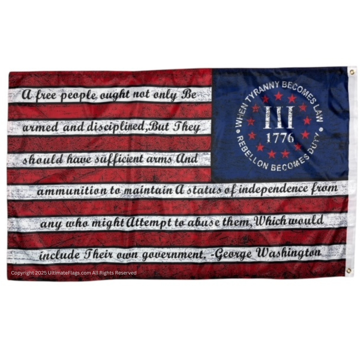 when tyranny becomes law flag 3% usa 13 star with 2nd amendment gw quote 3 x 5 ft. standard or double sided