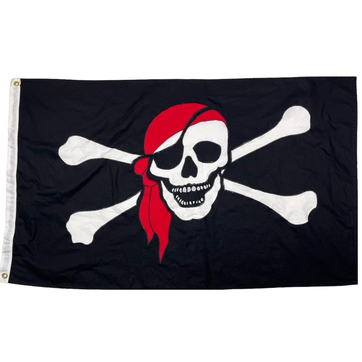 pirate flag jolly roger red hat flag 3 x 5 ft. cotton embroidered