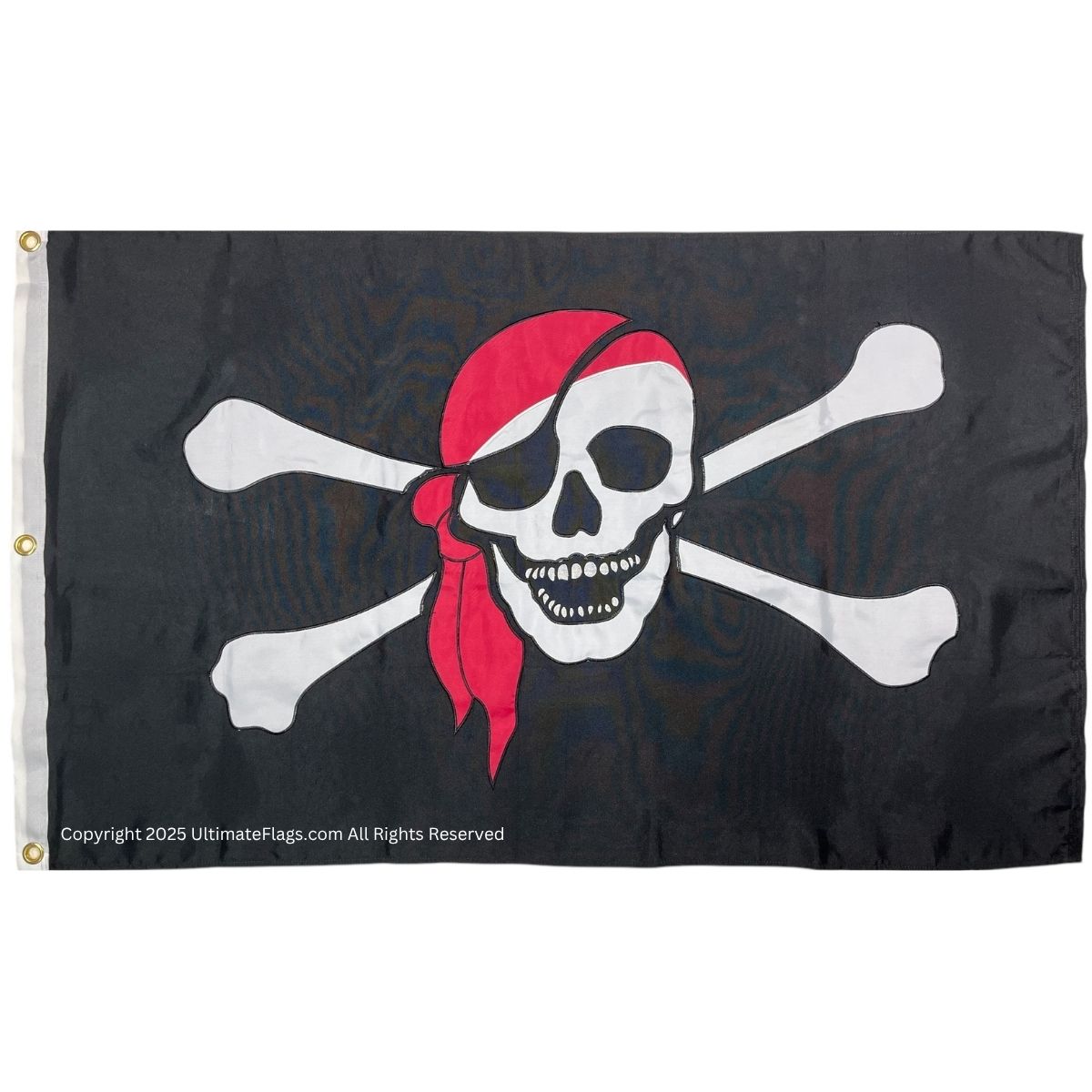 pirate flag jolly roger red hat flag 3 x 5 ft. double nylon embroidered
