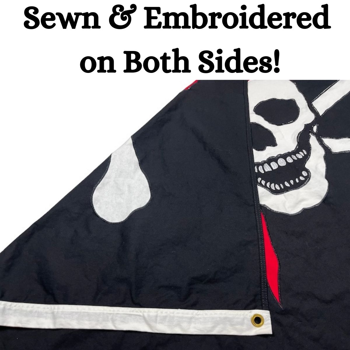 pirate flag jolly roger red hat flag 3 x 5 ft. cotton embroidered