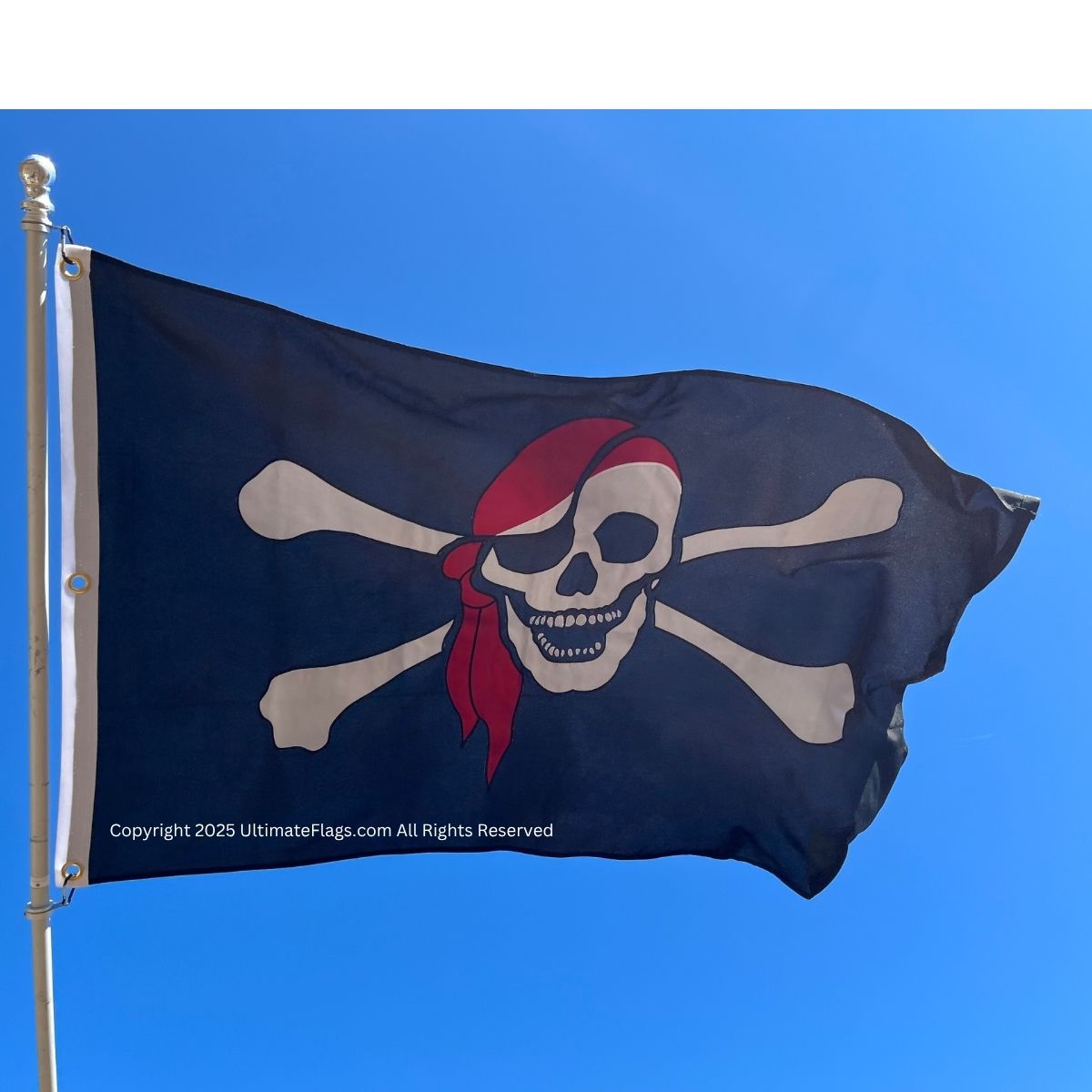 pirate flag jolly roger red hat flag 3 x 5 ft. double nylon embroidered