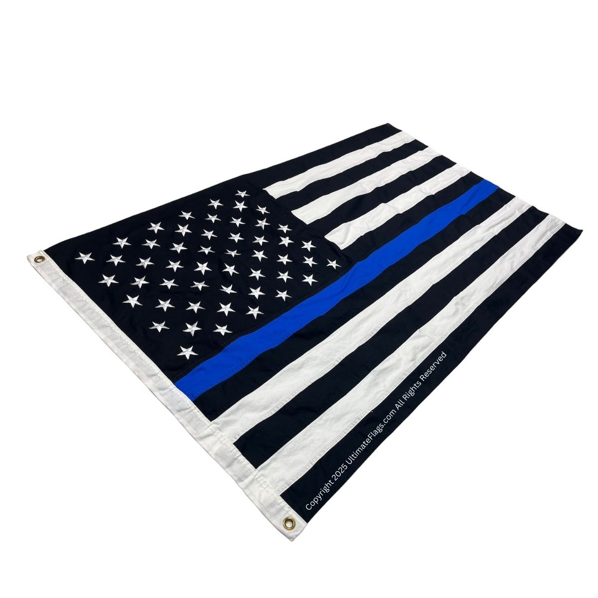 police flag thin blue line sewn & embroidered cotton indoor 3 x 5 ft