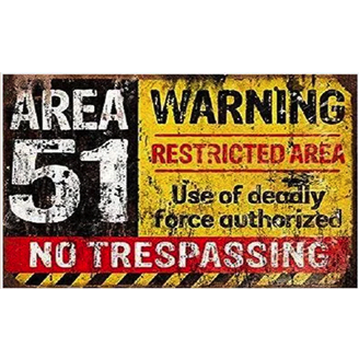 warning no trespassing flag area 51 distressed weathered in outdoor 3x5