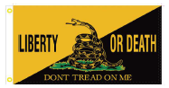 Gadsden Liberty or Death Flag 1/2 Yellow 1/2 Black - Don't Tread on Me - 3X5 Standard