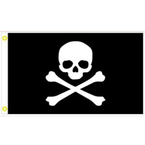 skull crossbones pirate flag traditional 3x5 in black