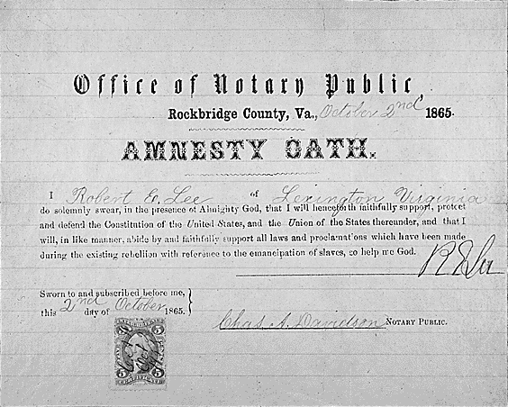 Amnesty Oath of Robert E Lee