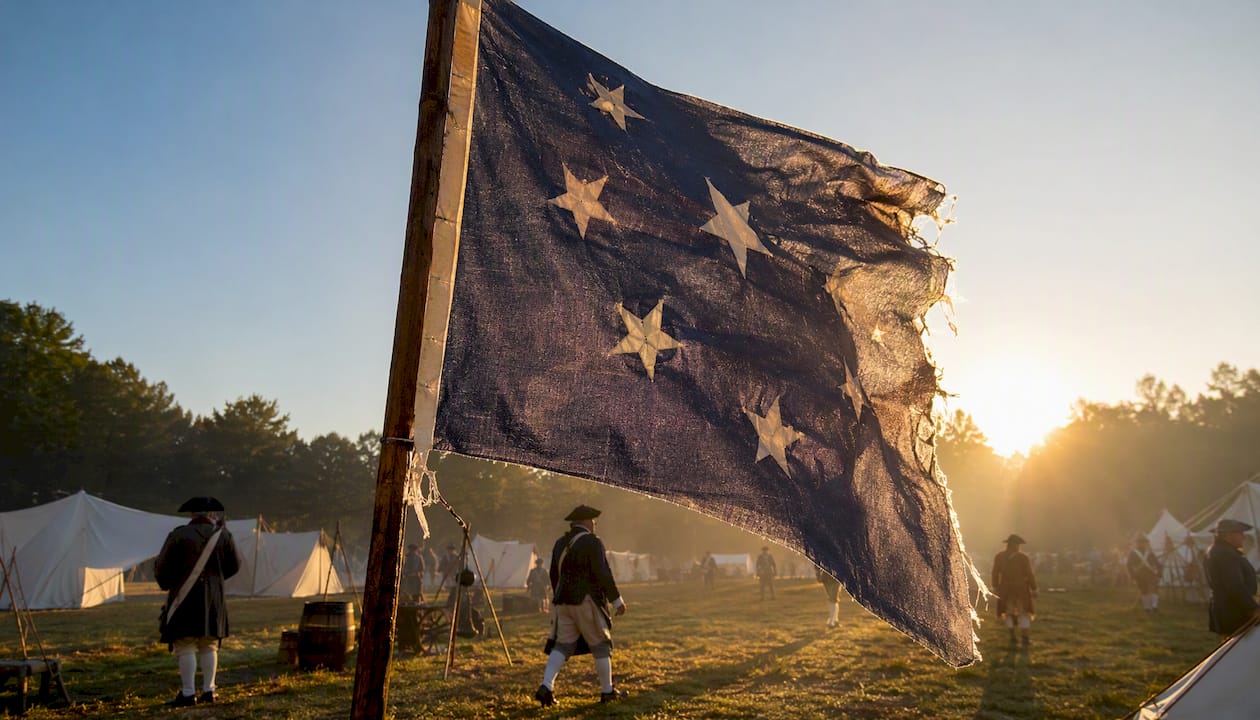 Bennington Flag waving at reenactment