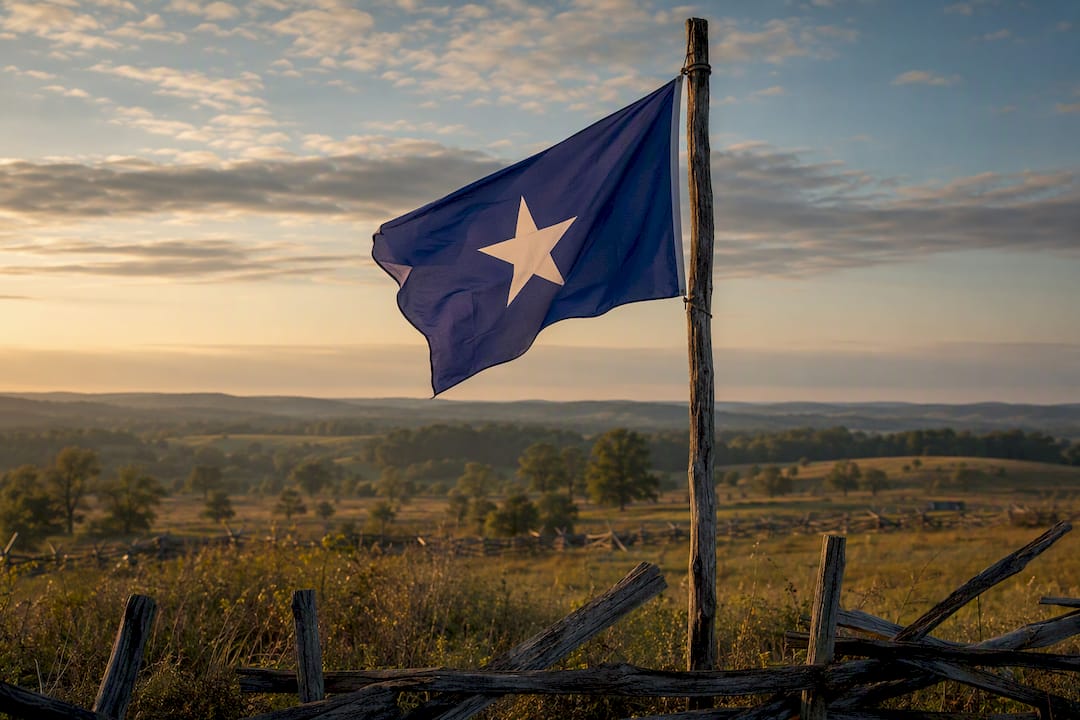 Bonnie Blue Flag waving outdoors
