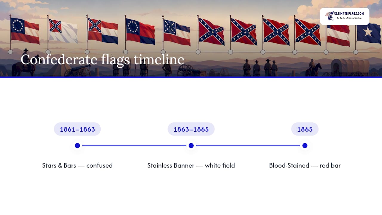 Timeline of Confederate national flags with redesign reasons