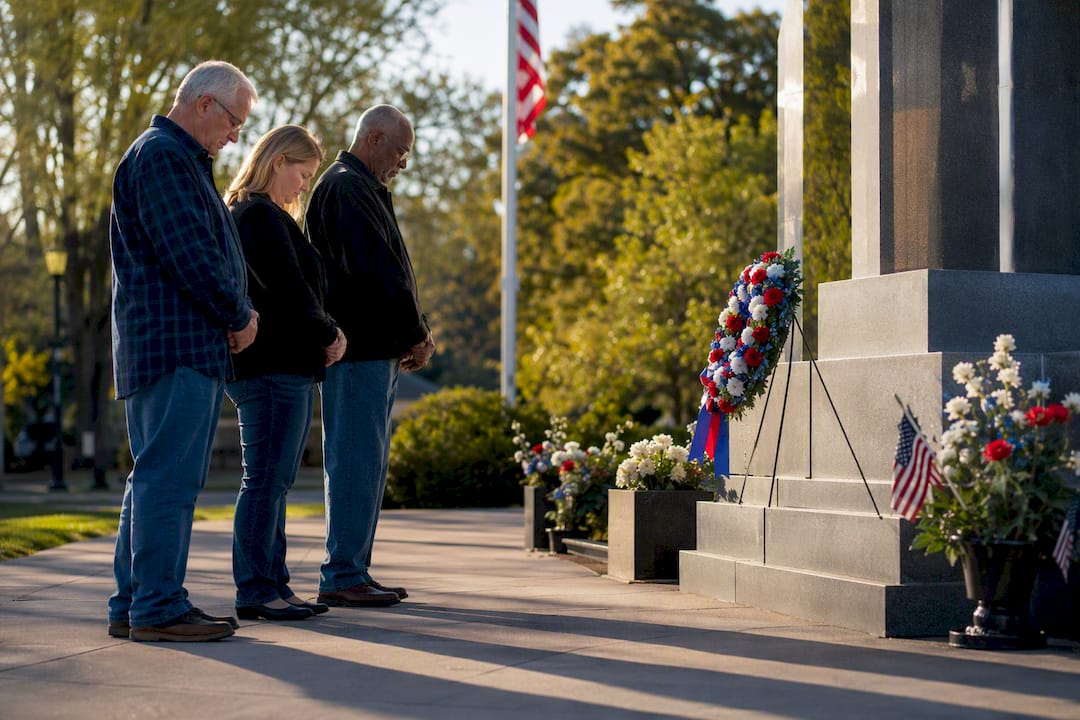 Neighbors observing a moment of silence