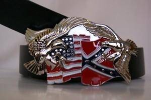 USA and Rebel Eagle Belt Buckle